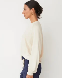 MONROW Softfleece Crop Crew Sweatshirt OFFWHITE Clearance